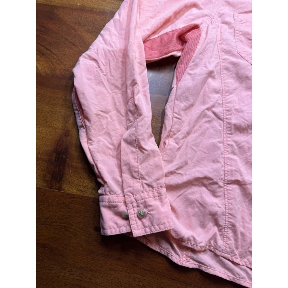 Solumbra Pink Sun Protective Long Sleeve Button Up Shirt Women Size M Mesh Vent
